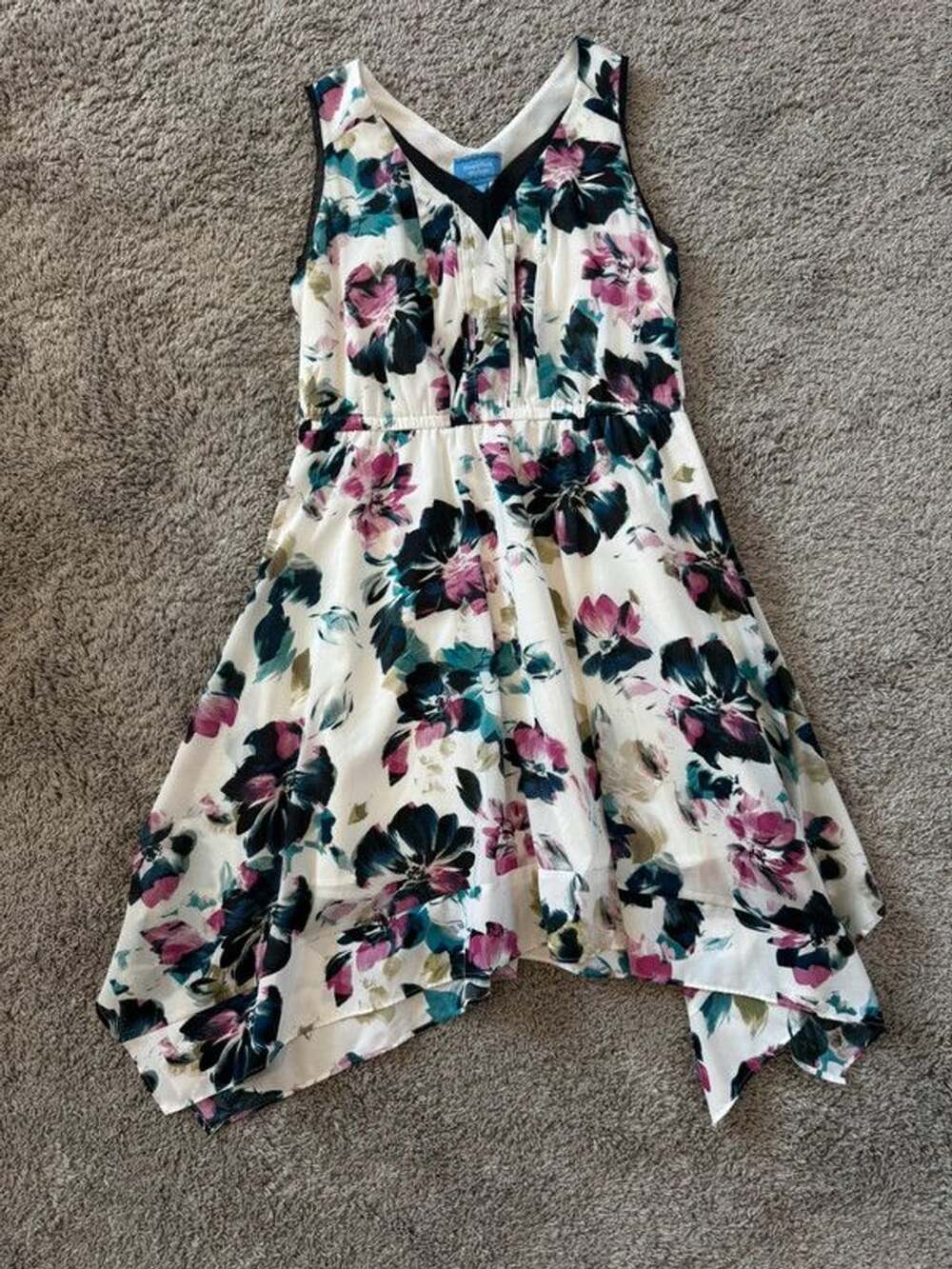 Simply Vera Vera Wang Floral Hi-Low Sleeveless Dress PM Petites White